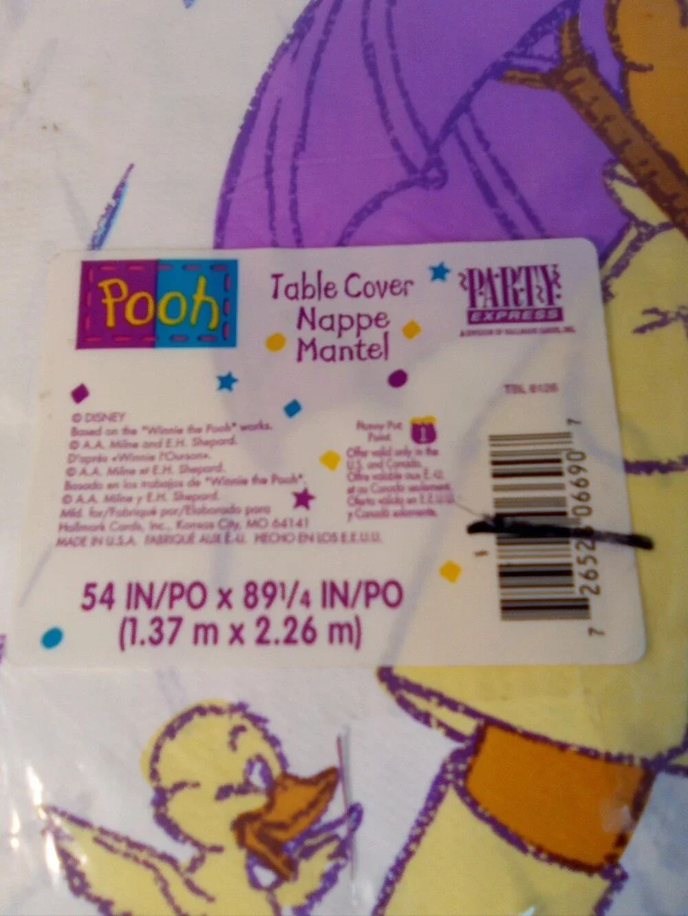 Vintage Winnie the Pooh Rainy Day Printed Baby Shower Paper Table Cover